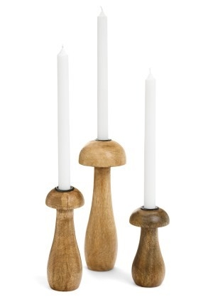 ADV Bougeoir de bois en forme de champignon grand C-Naturel