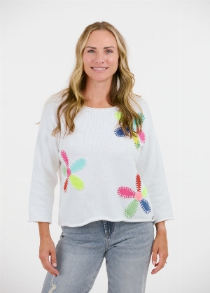 SHANNON PASSERO Pull avec appliqués de fleurs C-Blanc
