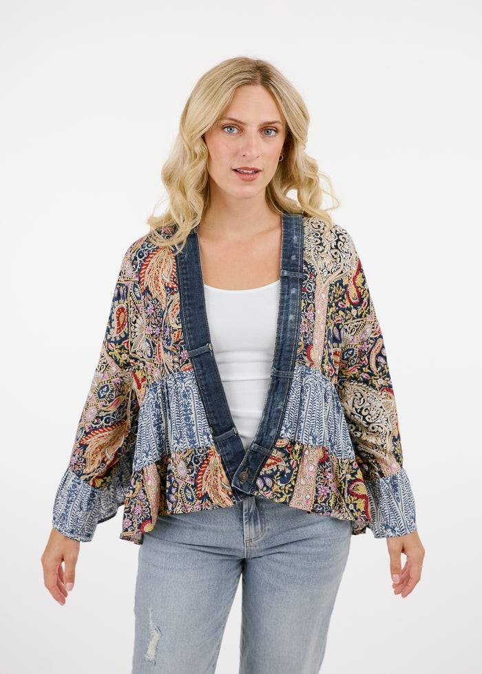 SHANNON PASSERO Veste ample à manches trompettes C-Bleu