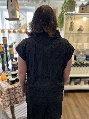 SHANNON PASSERO Blouse sans manche froissée C-Noir Taille L