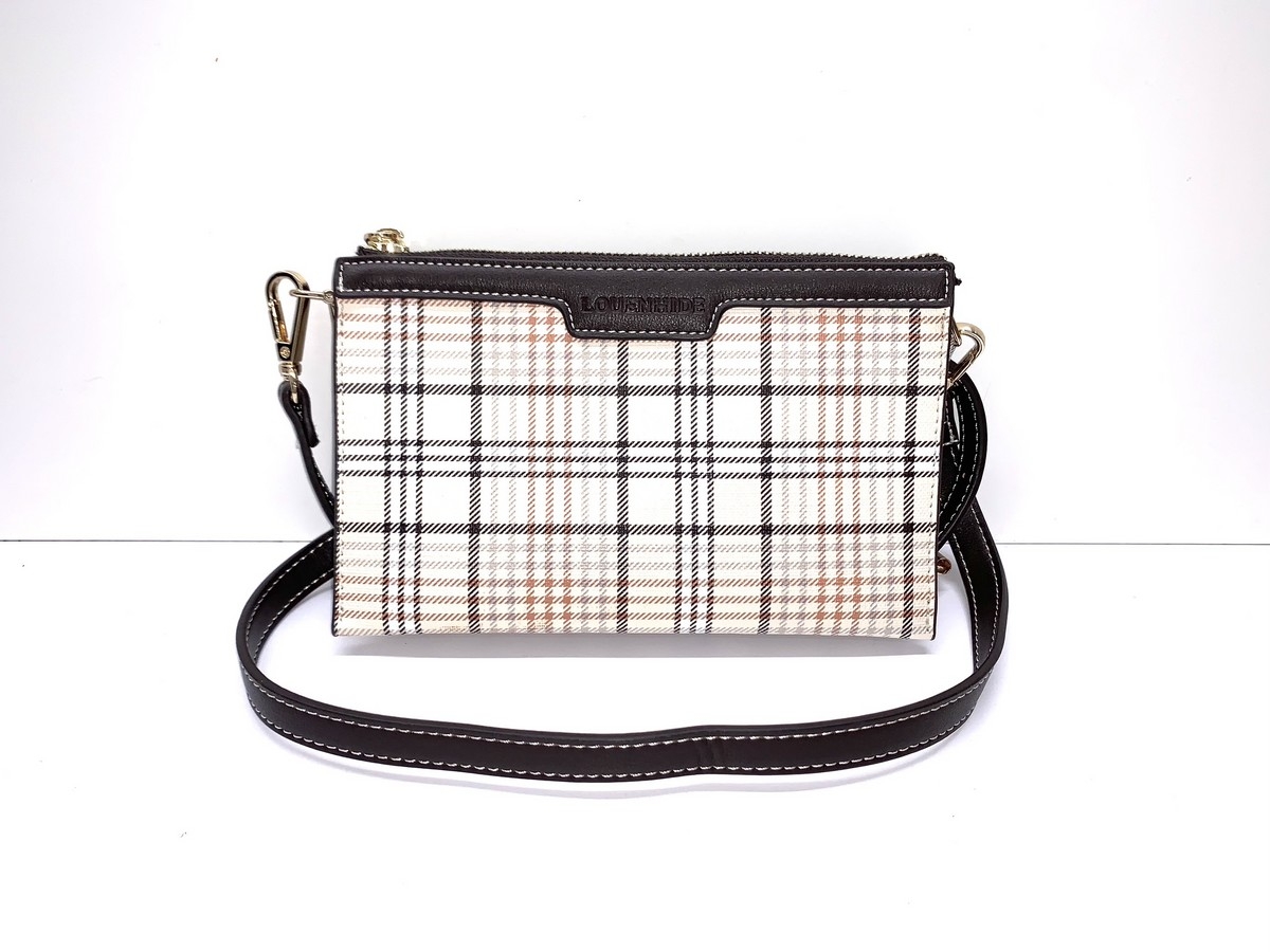 LOUENHIDE Petit sac à bandoulière motif de plaid C-Vanille