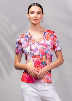 ALISON SHERI Chandail à manches courtes imprimé floral