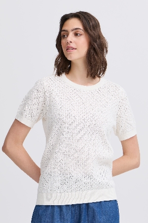 FRANSA Chandail de tricot ajouré  C- Blanc