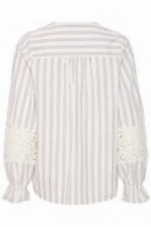 FRANSA Blouse avec manches longues à frison et dentelle C-Blanc