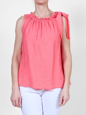 AMBRA Camisole à encolure élastique C-Corail
