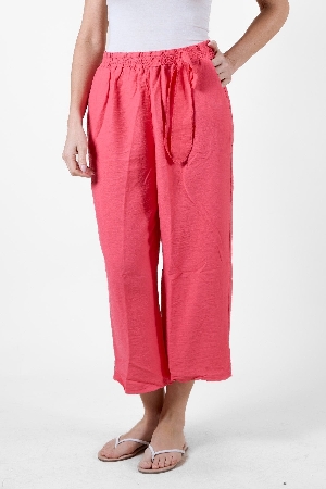 AMBRA Pantalon pull on à jambes larges C-Corail