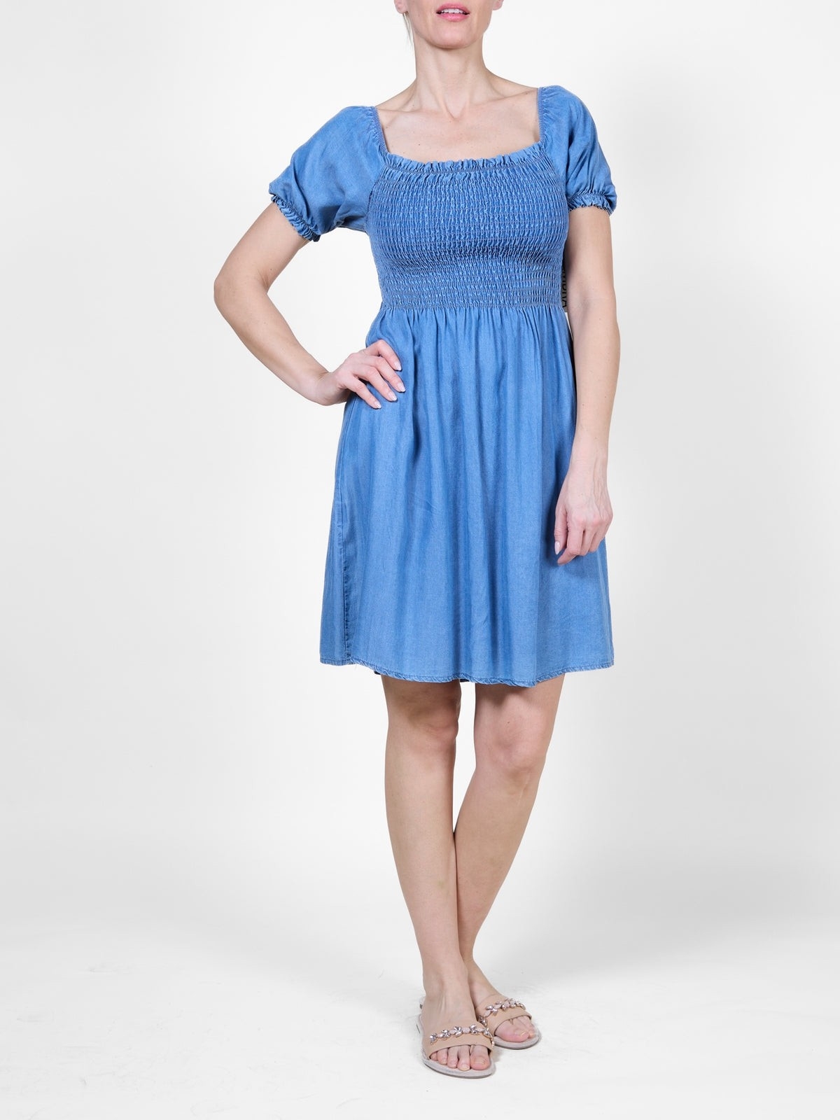 AMBRA Robe à corsage en nid d'abeilles   C-Denim