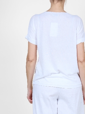 AMBRA T-Shirt avec papillon de paillettes et broderie C-Blanc