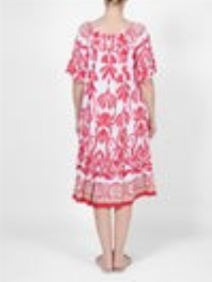 AMBRA Robe de style paysanne à imprimé floral  C-Rouge