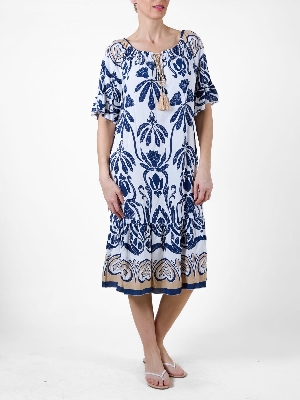AMBRA Robe de style paysanne à imprimé floral  C- Marine