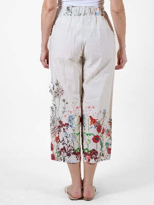 ANGELA MARA Pantalon avec bordure imprimé au bas C-Ivoire