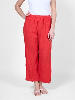 ANGELA MARA Pantalon pull on à jambes larges C-Rouge