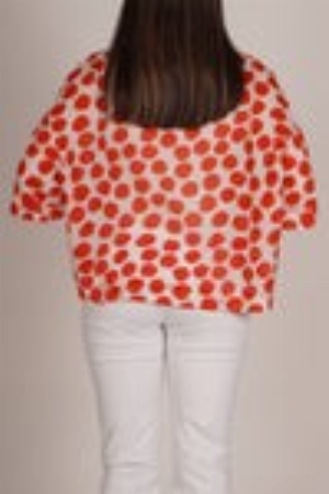 ANGELA MARA Blouse surdimensionnée à pois rouges C-Rouge