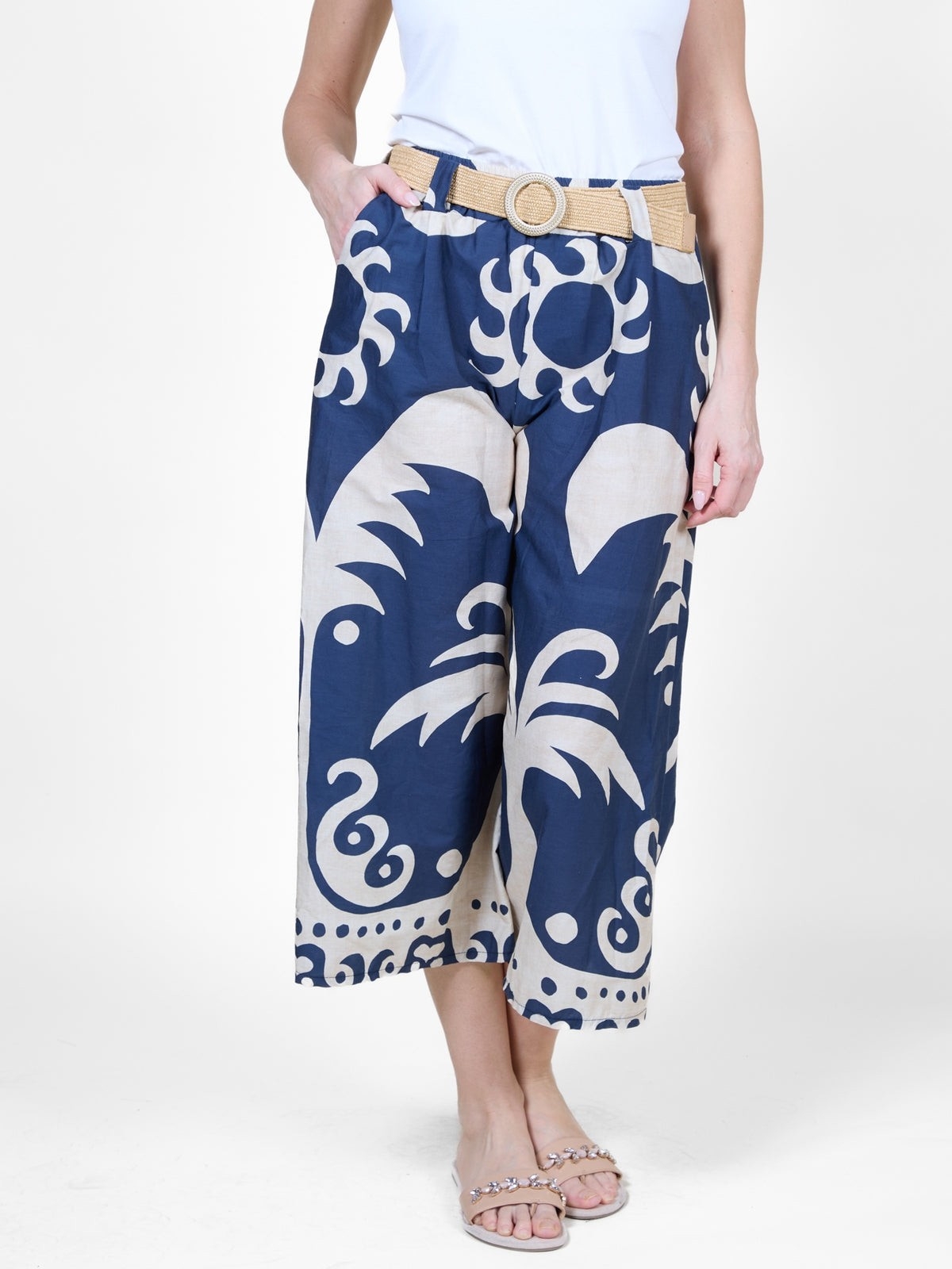 ANGELA MARA Gaucho pull on à imprimé   C-Marine