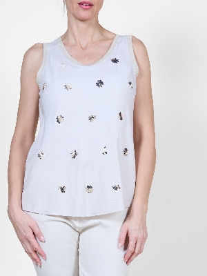 ANGELA MARA Camisole avec appliqués de fleurs C-Sable