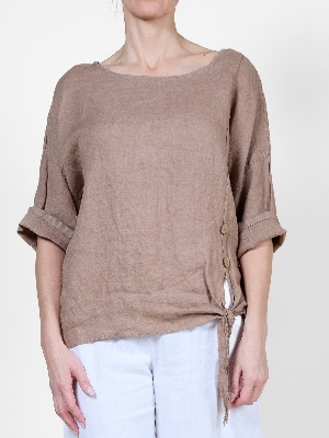ANGELA MARA Blouse avec noeud et boutons devant  C-Moka