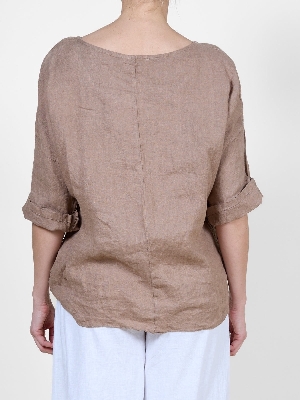 ANGELA MARA Blouse avec noeud et boutons devant  C-Moka