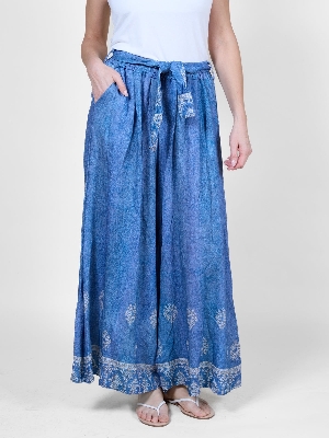 ANGELA MARA Pantalon pull on à jambes larges  C-Denim