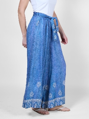 ANGELA MARA Pantalon pull on à jambes larges  C-Denim