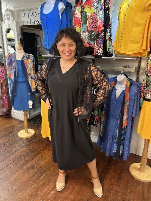 MALOKA  Veste en mèche à pois en transparence C-Noir