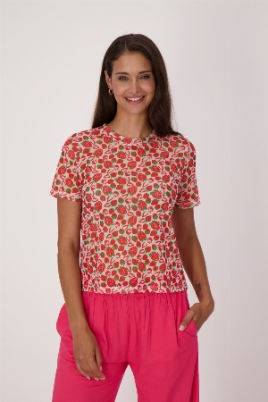 GABBY ISABELLA T-Shirt en mèche à imprimé de fraises C- Rouge
