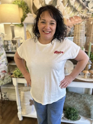 GARCIA T-Shirt avec 'LOVE' brodé au buste C-Blanc