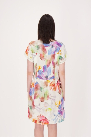 SPANNER Robe à manches courte imprimé floral C-Crème