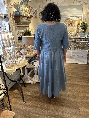 M ITALY Robe style chiffon à bretelles avec pardessus C- Bleu de mer Taille L