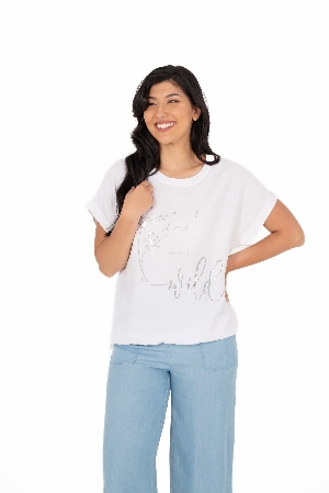 M ITALY Haut à manches courtes imprimé C-Blanc Taille XL