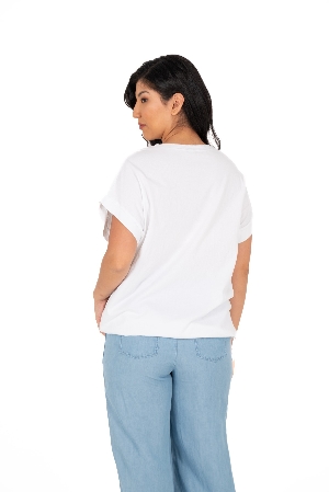 M ITALY Haut à manches courtes imprimé C-Blanc Taille XL