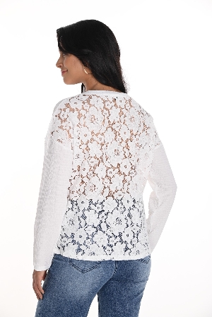 FRANK LYMAN Chandail à dos en dentelle C-Blanc Taille XL