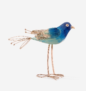 GIFTCRAFT Oiseau décoratif de métal C- Bleu et cuivre