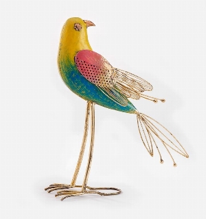 GIFTCRAFT Oiseau décoratif de métal C- Jaune et Or