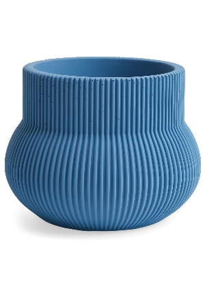 ADV  Jardinière de ciment à motif ondulé C-Bleu