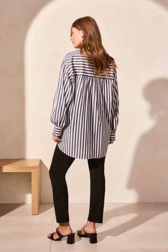 Chemisier Femme Yessica Blanc Rayé Noir Taille 40 - Neuf Sans étiquette, En TBE