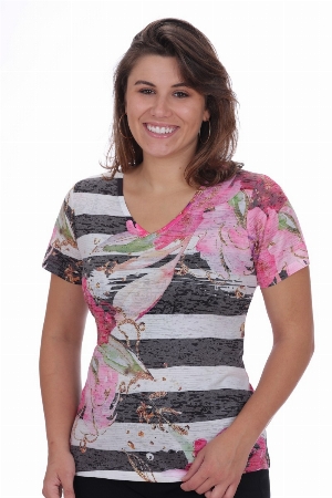 NESS T-Shirt léger à imprimé floral multicolore