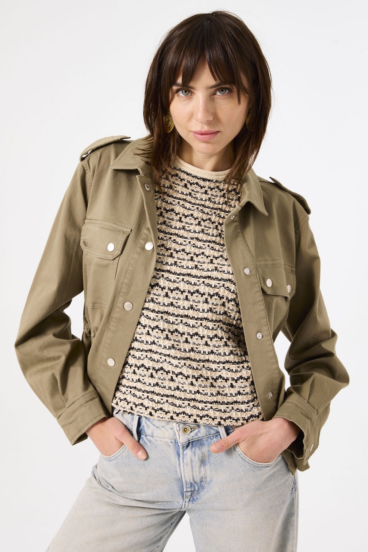 GARCIA Veston style cargo avec boutons pression C- Olive