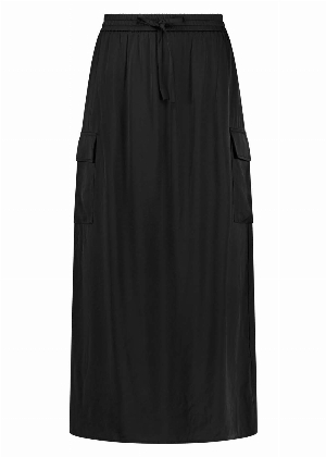 TRAMONTANA Jupe pull on modèle cargo en satin martelé C-Noir Taille 10