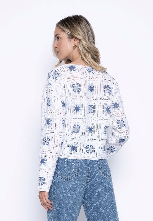 PICADILLY Chandail  de style Granny Square C-Blanc