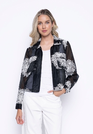 PICADILLY Veste courte transparente et brodée C-Noir