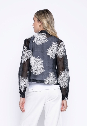 PICADILLY Veste courte transparente et brodée C-Noir