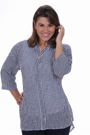 NESS Blouse rayée à manches 3/4 C- Marine
