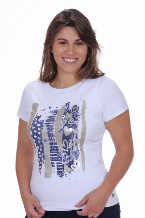 NESS T-Shirt imprimé de style Graffiti métallisé C-Blanc