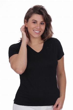 NESS T-Shirt avec papillon en dentelle au dos  C- Noir