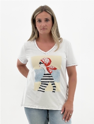 ORLY T-Shirt avec imprimé orné de brillant C-Blanc