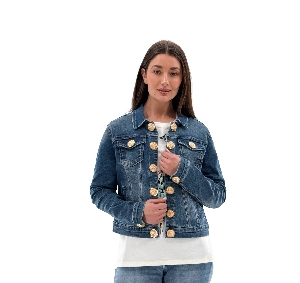 ORLY Veste de jeans à boutons décoratifs C-Bleu