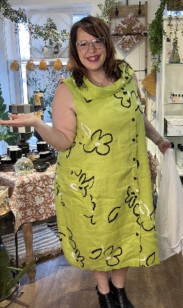 OLIVIA Robe sans manche à col retombant C-Lime