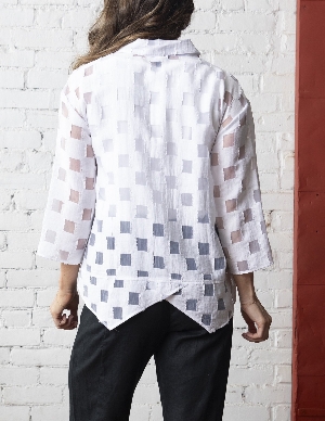 OLIVIA Chemisier à motif carrelé en transparence C-Blanc