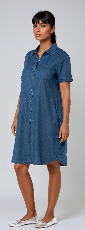 CARRELI Robe-chemisier à manches courtes C-Marine