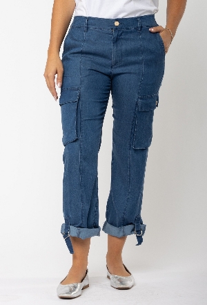 CARRELI Pantalon cargo à jambes droites C-Denim